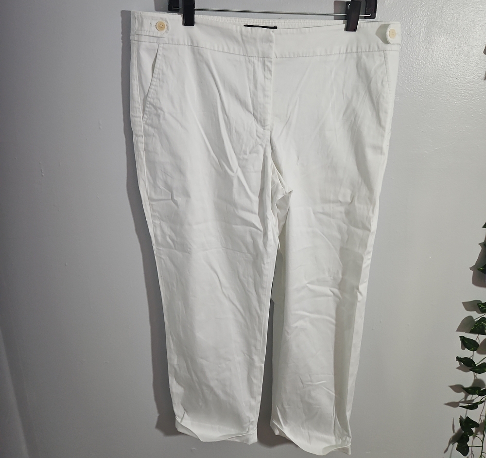 Talbots Signature Stretch Straight Cuffed Ankle White Pants